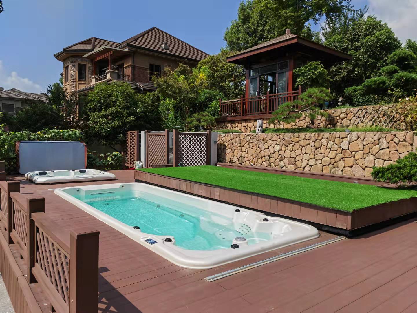 backyard swim spa pool pre-fabricated acrylic pool