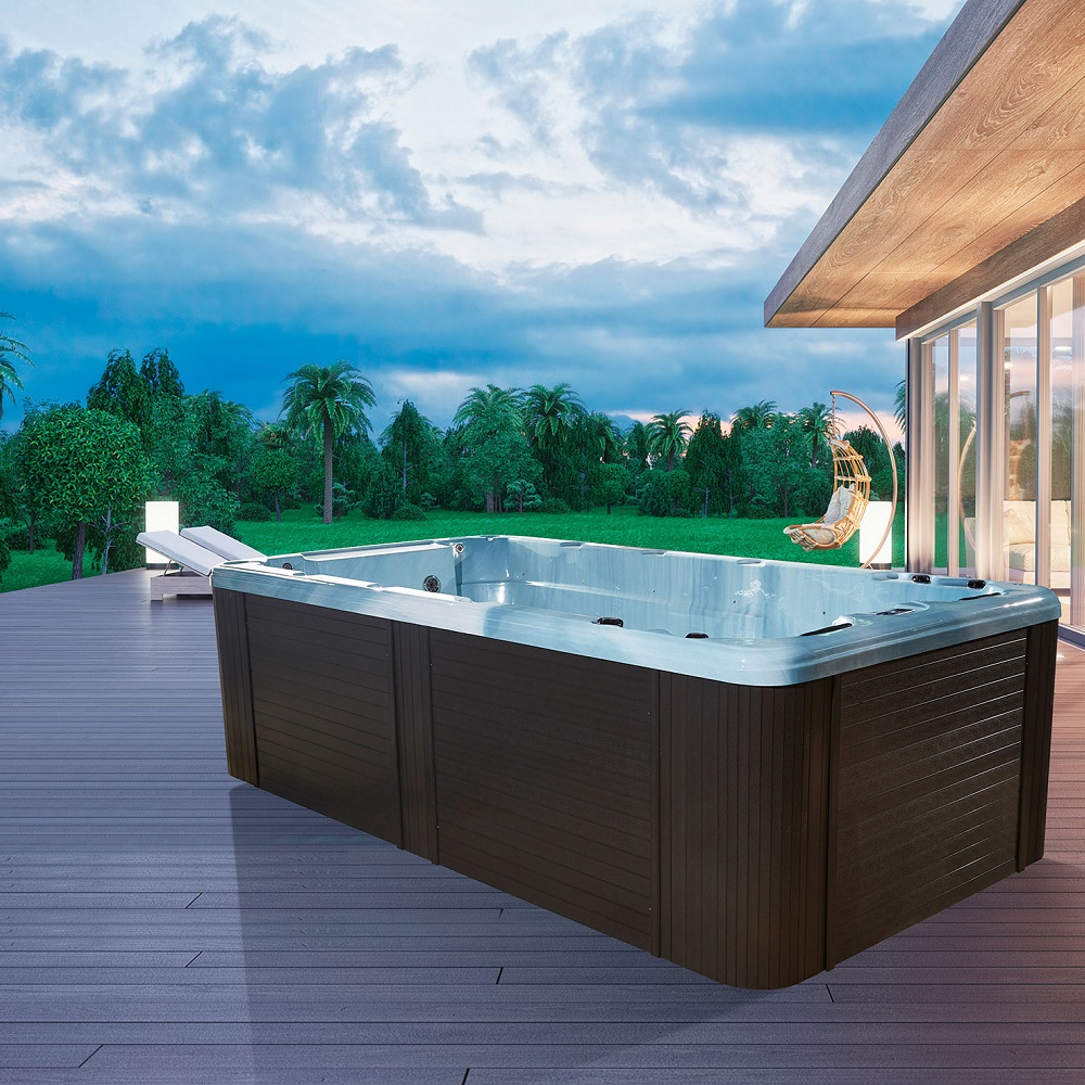 Outdoor 4.2m Acrylic Luxury Hydro Massage Endless Swim Spas Pool